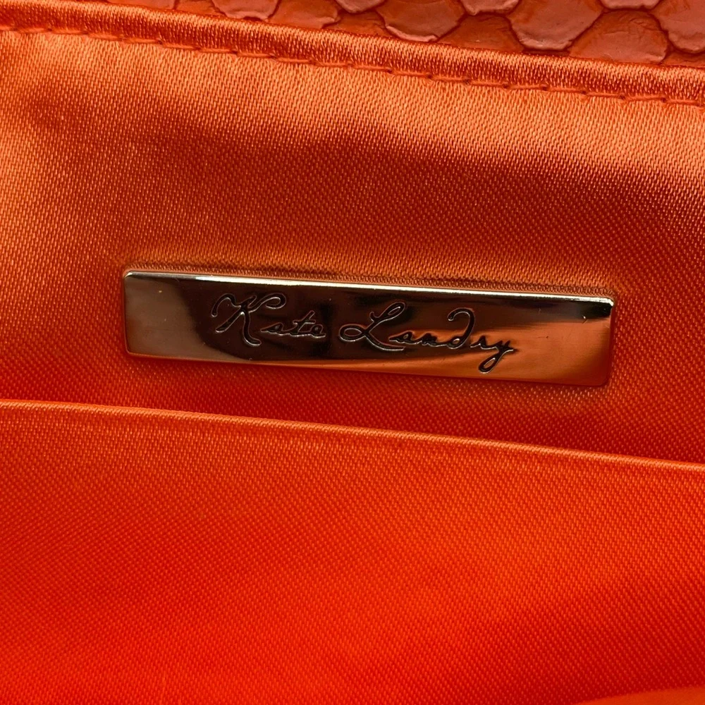 Kate Landry‎ Vibrant Coral Textured Clutch with Chain